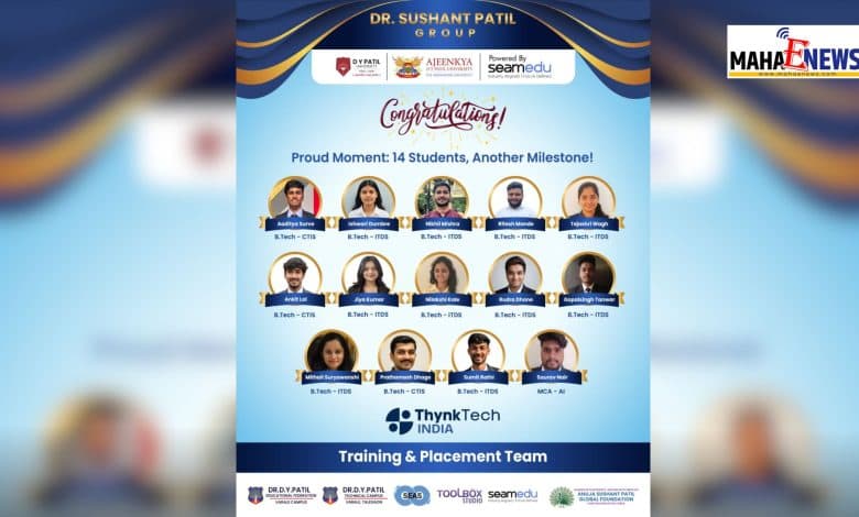 Proud Moment for Dr. Sushant Patil Group: 14 Students Secure Prestigious Placements